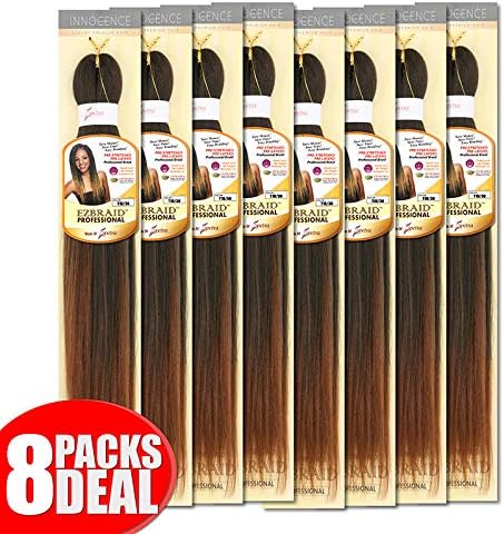 [MULTI PACKS DEAL] Innocence Synthetic Pre-Stretched ORIGINAL EZ BRAID 20" (8 PACKS, T1B/30 [T:Off Black, B:Light Auburn])