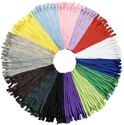 DOITEM 75 x 30 cm/15 Inches Invisible Multi-Coloured Nylon Reel Zippers for Sewing and Crafts, 15 Colours — image 1