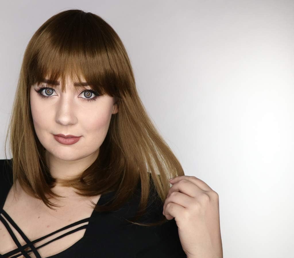 Prettyland Brown Mid-length Hair Wig with Gerade Bang Chic straight static-free matt Daily use C952, brown c952 - Image 3