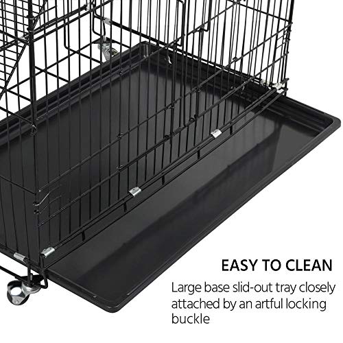 Yaheetech 4-Tier Rolling Cat Pet Metal Wire Large Cage Playpen w/Hammock/3 Ramp Ladders/2 Doors 32L x 22W x 48H Black