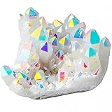 rockcloud Healing Stone Titanium Coated AB Crystal Cluster Geode Druzy Home Decoration Gemstone Specimen Large Size