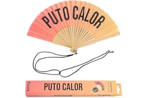 Fisura – Original folding fan with message or pattern. Handheld folding fan for women. Rave wood folding hand fan. Fans for wedding, party, and gift (Calor, red gradient)