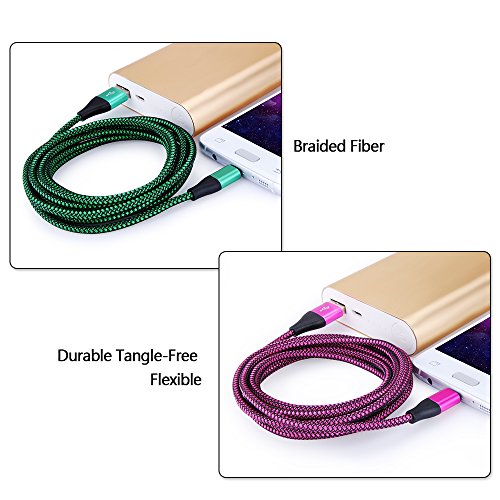 PS4 Micro USB Cable, CIQILY 5-Pack 6ft Long Nylon Braided 2.0 USB Android Cable Sync and Charging USB Cord for Samsung Galaxy S3/S4/S6 Edge S7, Note 4 5, HTC, LG,Tablet, Xbox One, PS 4 Pro