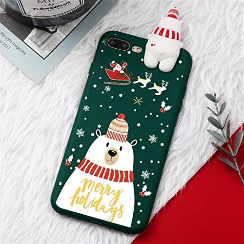 Christmas Cartoon Deer Case For iPhone XR 11 Pro XS Max X 5 5S Silicone Matte Cover For iphone 7 8 6 S 6S Plus 7Plus Case Bear (Color : B, Size : For iPhone 11Pro Max)