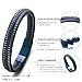 Halukakah ● Jazz ● Men's Genuine Blue Leather Bracelet Titanium Magnetic Clasp Size Adjustable 8.5