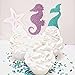VEHIRIN 24 Pieces Mermaid Theme Glitter Cupcake Topper Cake Picks Decoration for Baby Shower Birthday Party Favors, Mermaid Tail, Seahorse and Starfish Food Picks