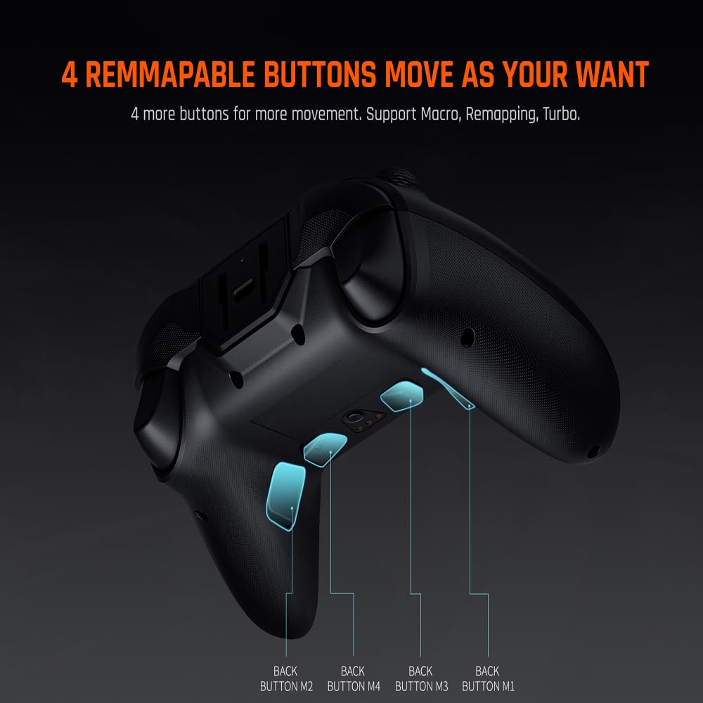 BIGBIG WON Wireless Controller Gale PC Controllers Motion Aiming, Hall Trigger, 4 Custom Buttons, App Control Game Controller for PC/Switch/iOS/Android Wireless Gaming with Charging Dock(Black)