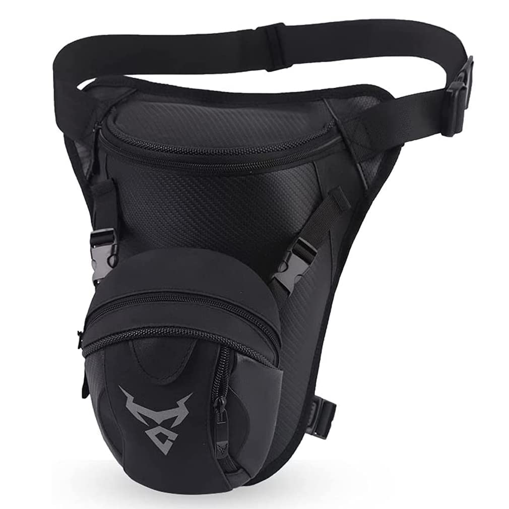 Cycling Leg Bag Motorcycle Waist Pack for Men Women Outdoor Travel Sports Bike Hiking Riding Cycling Tactical Walking Thigh Drop Bum Hip Fanny Belt Pouch Cell Phone Purse Black Gray