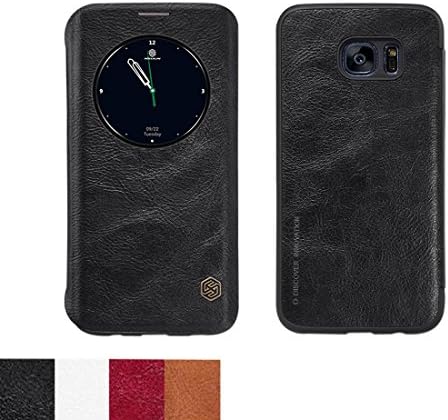 Window View Auto Wake/Sleep Flip Case for Samsung S7 Edge(5.5") by Synthetic Leather Hard PC Inner Shell Combination Hybrid Folio Case - Black[Nillkin]