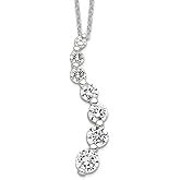 JewelryWeb 925 Sterling Silver Polished Cubic Zirconia Journey Necklace 18 Inch Spring-Ring 6mm Wide Pendant Necklace for Women