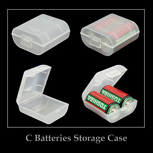 Whizzotech C Battery Organizer Storage Case Plastic Battery Holder Holds 2 C Batteries Pack of 4 BL16 (C-2PC)