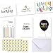 Ohuhu Happy Birthday Gift Cards, 48 Assorted Folded Kids Birthday Greeting Blank Note Cards W/ 48 White Envelopes and 48 Stickers, 4 x 6 inch, Candle, Cake Balloon Designs Card Stocks for Children