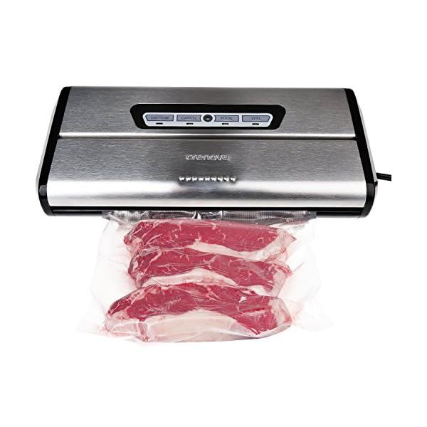 Crenova-Vs100S-Vacuum-Sealing-System-with-Starter-Kit-Metal-Design-3-mm-Seal-Indicator-Lights-Manual-Pause-Function-Plus-Sealer-Bags-10-Piece