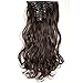 S-noilite17 Long Curly Wavy Dark Brown Clip in on 8 Pieces Full Head Set Hair Extensions 8pcs Hairpiece Extension for Girl Lady Women by US Fashion Outlet