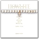 Lenny & Eva Symbolic Stones Howlite Bracelet Stretch Adjustable Bracelet with Inspirational Quote on Card for Women Jewelry Gift, Cross