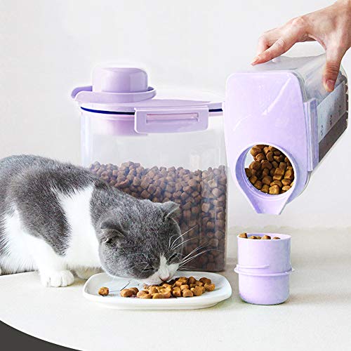 Ansee Pet Food Storage Container, Cereal Container with Airtight Design Pour Spout Measuring Swivel Cup, BPA-Free Dry Food Dispenser for Dogs Cats Birds (Purple) - Thumbnail 2