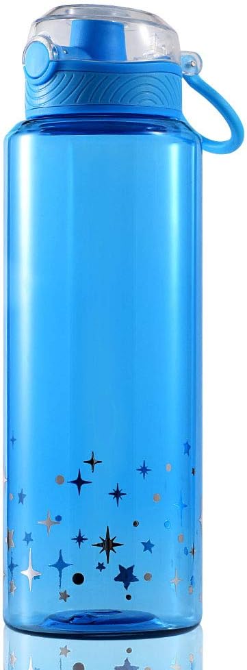 35oz Cute Water Bottle for Women, BPA FREE Tritan & Leak Proof Flip Top Lid & Easy Clean & Carry Handle (Blue, 35oz)