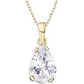 14K Gold Plated Gemstone Necklace for Women - Birthestone Teardrop Necklace - Gold Jewelry for Women - Dainty Gold Necklace - Everyday Necklaces - Gold Necklaces for Women