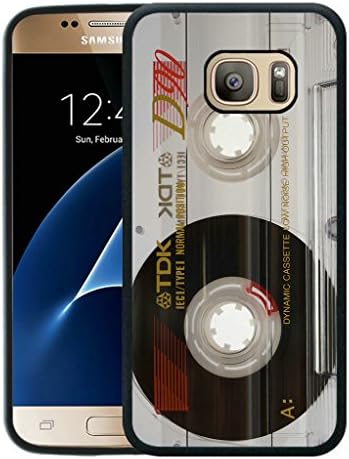 Custom Protective Galaxy S7 Case,Samsung Galaxy S7 Case,80s Retro Music Cassette Tape Laster Technology Nice Quality Plastic and TPU Cover(Black)