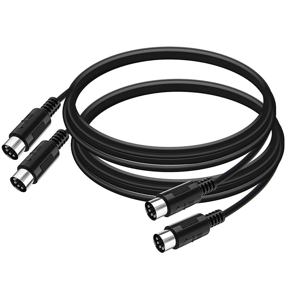 QuirkyLiving 2-Pack 3-Feet Male-to-Male 5-Pin DIN MIDI Cable for MIDI Keyboard, Electronic Piano, Electronic Drums, External Sound Card, Synthesizer, Sampler