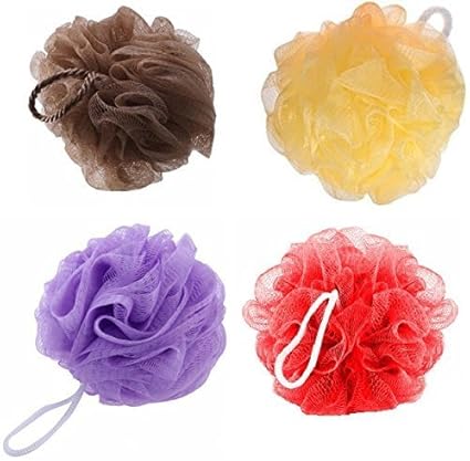 JSN Round Scrub Bath Sponge Loofah for Men and Women (Pack of 4)