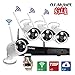 AKASO Wireless Security Camera System Video Surveillance CCTV NVR Wifi Kits, 4CH 720P (1280 x 720) Auto-Pair Plug&Play 65ft (20m) IR Night Vision P2P IP66 Weatherproof Outdoor IP Camera NO Hard Drive