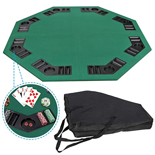 Smartxchoices-48-Folding-Poker-Table-Top-Octagon-Layout-8-Players-Casino-Games-Texas-Hold-em-Blackjack-Gambling-Poker-Mat-Cover-with-Cup-Holders-Carrying-Case-Family-Game