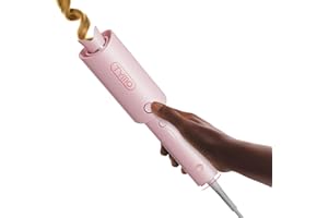 TYMO Automatic Rotating Curling Iron - TYMO CURLPRO Beach Waves Curling Wand, Portable Hair Curler, 500 Million Ionic, Dual Voltage & Lightweight for Travel, Ceramic Coating, 1 Inch, Pink