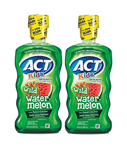 ACT Kids Anticavity Fluoride Rinse, Wild Watermelon, 16.9 Ounce (Pack of 2)