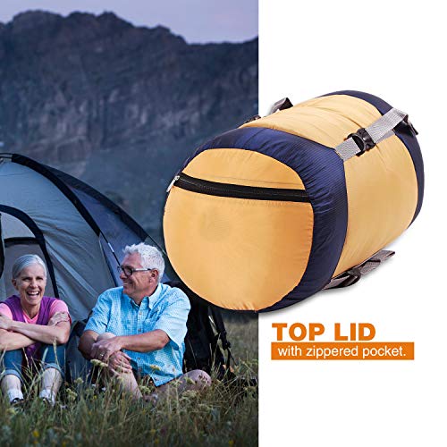 REDCAMP Nylon Compression Stuff Sack, Lightweight Sleeping Bag Compression Sack Great for Backpacking, Hiking and Camping, Orange XL - Thumbnail 2
