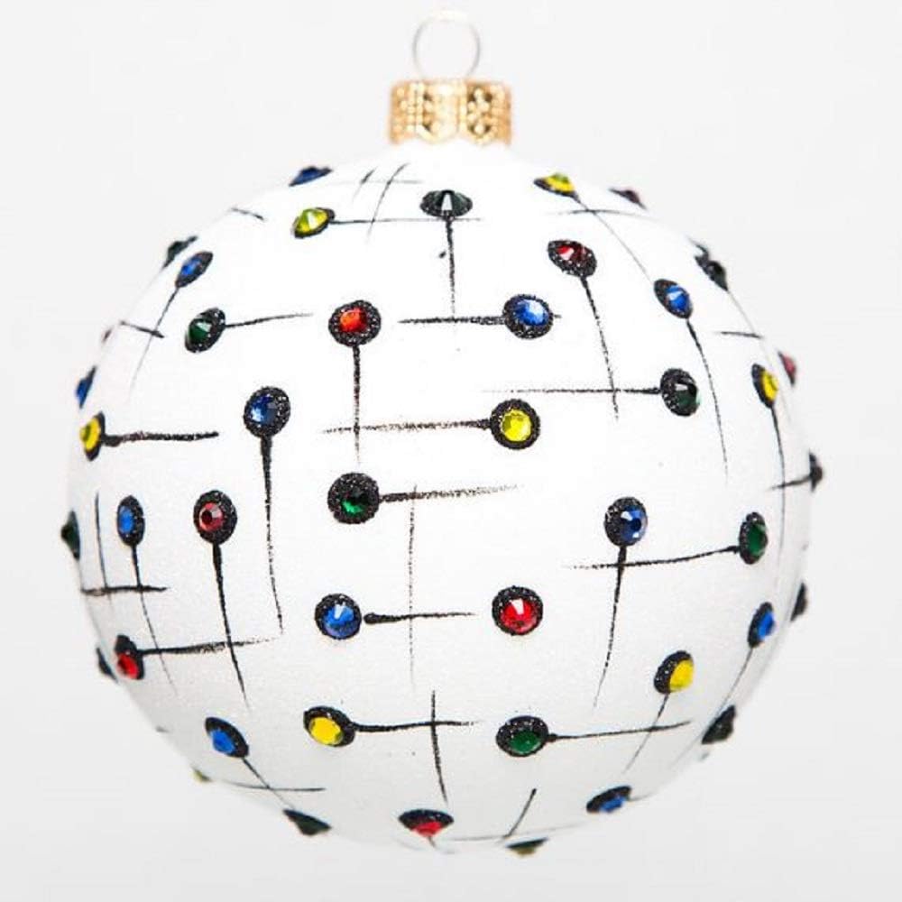 Home and Holiday Shops Improv Multicolored Dot Polish Glass Ball Christmas Tree Ornament Made in Poland