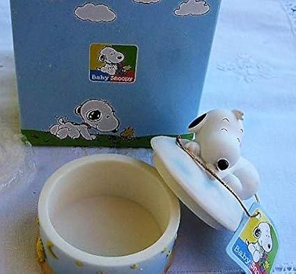 Rare Westland Peanuts Baby Snoopy Moon Trinket Box Nursery