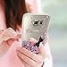 LeYi for Galaxy S6 Case with Tempered Glass Screen Protector Girls Women, Glitter Bling Shiny Moving Quicksand Liquid Clear TPU Protective Phone Case Cover Samsung Galaxy S6 ZX Rose Gold