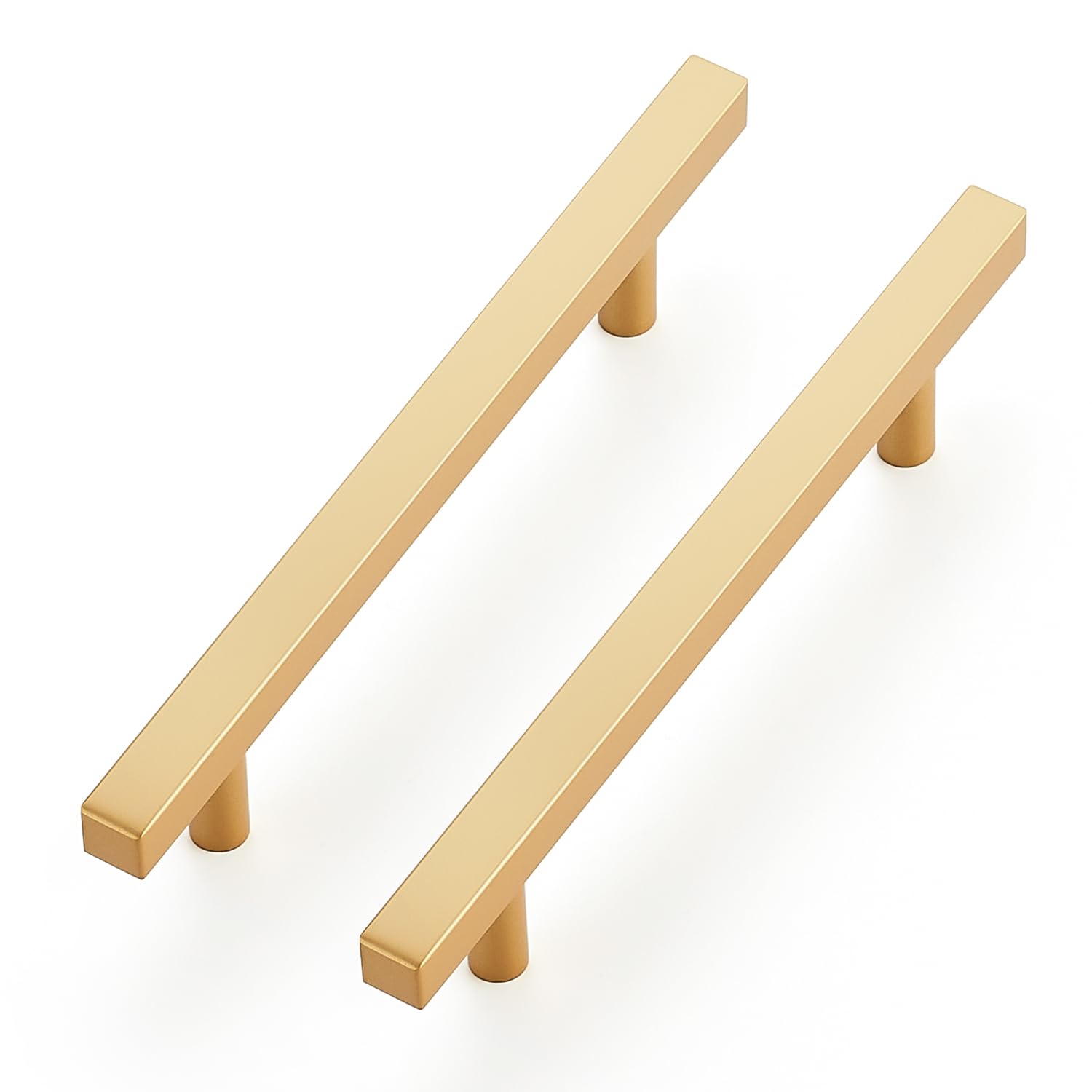 Photo 1 of Ravinte 5 Pack Brass 4-1/2 Inch Hole Center Champagne Gold Handles Square Cabinet Hardware Stainless Steel Pulls for Kitchen Cupboard Drawers 7 Inch Overall Length