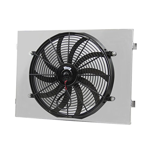 For 1961-1966 Chevy Truck C10 C20 C30 K10 K20 F85 - 4 Row Core Aluminum Radiator +Fan (16 Inches Dia.) w/ Shroud - Thumbnail 3