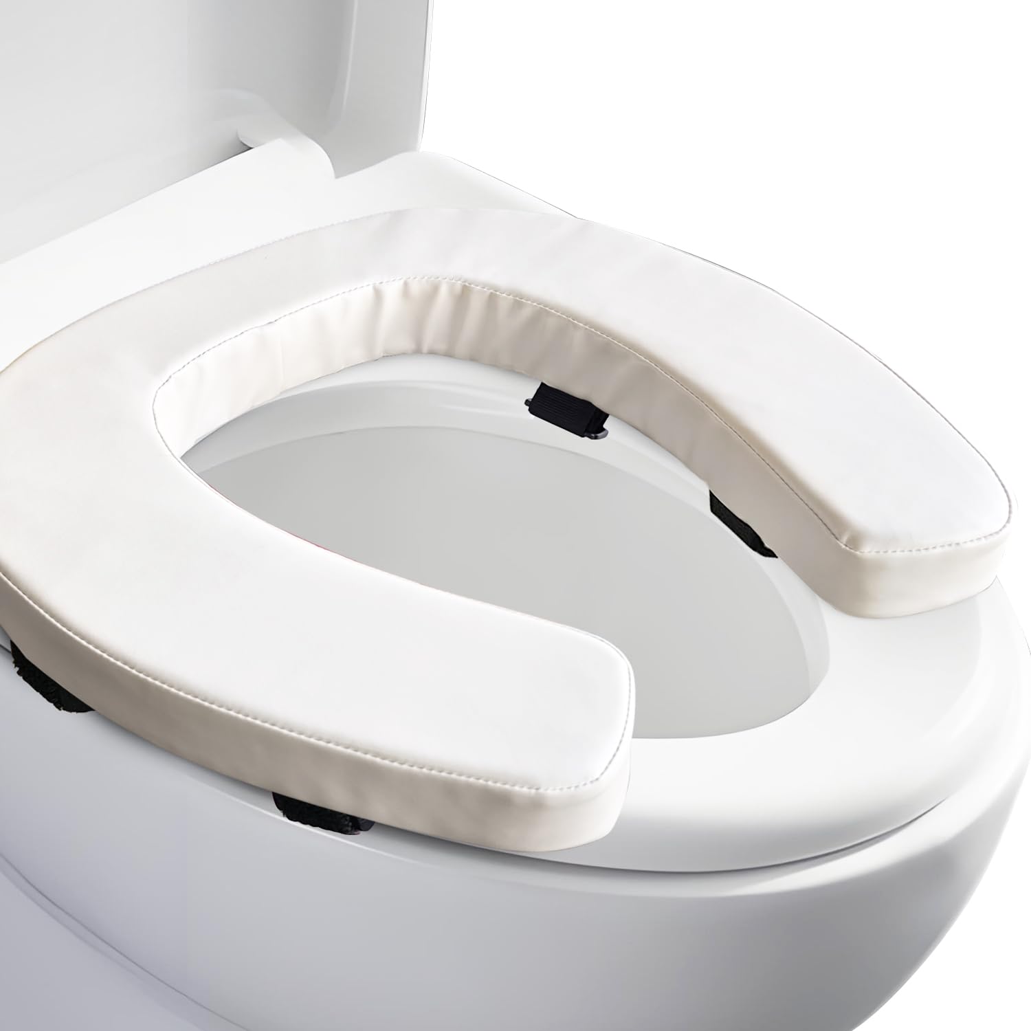 Photo 1 of Soft Toilet Seat Cushion with 2-inch High-Density Foam Padded Toilet Cushion Toilet Seat Riser Waterproof PU Fabric-Suitable for Standard,Elongated Toilets(Beige)
