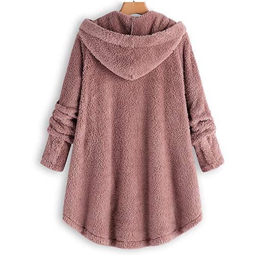 XOWRTE Women's Button Fluffy Tail Hooded Loose Sweater Coat Fall Winter Jacket Overcoat Outwear