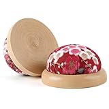 Round Pin Cushion, Wooden Base Cute Needle