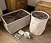 DOKEHOM 15-Inches Storage Basket with Lid, Drawstring Large Square Collapsible Canvas Laundry Hamper for Clothes Toy (Brown, M)