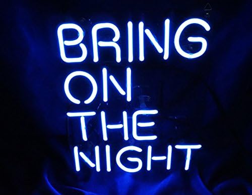 Led Neon Sign Blue Décor 'Bring On The Night' Cool Light 10.6" x 9" for Bedroom Bar Beer Pub Home Hotel Beach Bar Garage Cocktail Recreational Game Room (Blue)