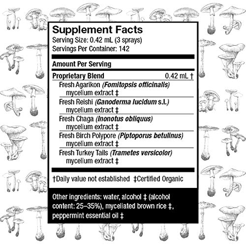Host Defense - MycoShield Multi Mushroom Spray Peppermint, Daily Immune Support with Agarikon, Turkey Tails, and Reishi, Non-GMO, Vegan, Organic, 142 Servings (2 Ounces) - Thumbnail 2