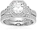 Amazon Essentials Platinum or Gold Plated Sterling Silver Infinite Elements Zirconia Antique Ring Set , (previously Amazon Collection)