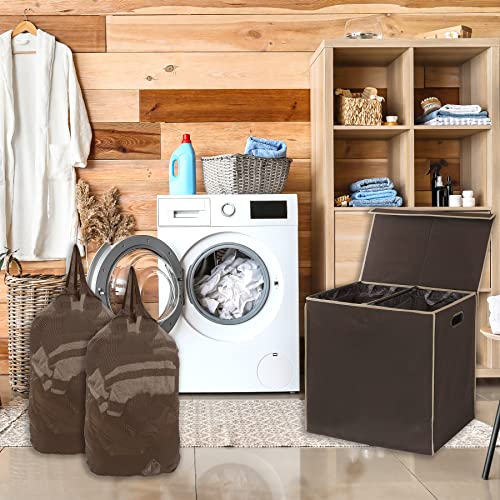SimpleHouseware Double Laundry Hamper with Lid and Removable Laundry
