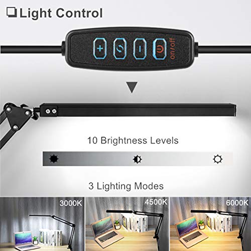 Gerintech Architect LED Desk Lamp with Clamp, Adjustable Bright Swing Arm Drafting Table Light