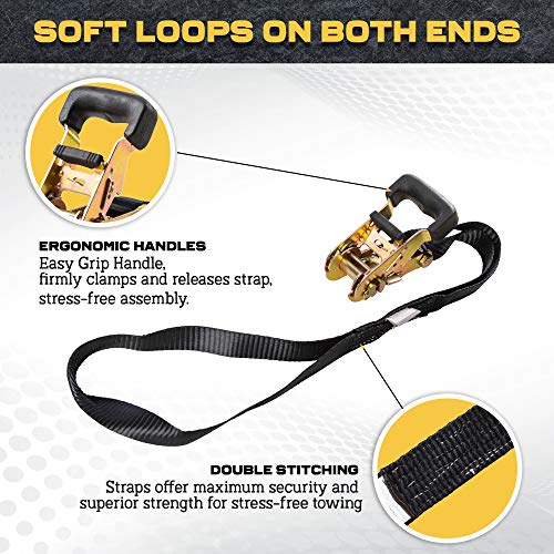 AUGO Heavy Duty Ratchet Strap with Loop Ends 2pk 15ft Tie Down System