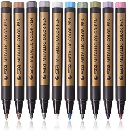 Metallic Markers Paints Pens - Medium Fine Point Metal Art Painting Markers For Gift Card Making, DIY Photo Album, Scrapbooking, Christmas Craft Kids - Works on Most Surfaces