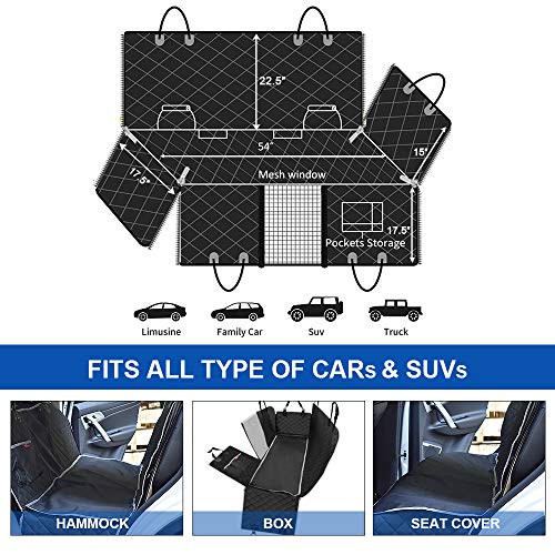 BellaBailey Dog Car Seat Cover Waterproof with Mesh Window, 1 Removable