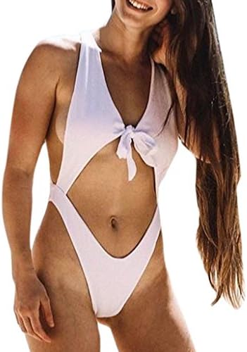 Women Sexy Bikini Swimsuit One Piece Push-up Swimwear Jumpsuit Bathing Beach Suit (White, M)