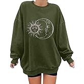 utcoco Womens Oversized Sweatshirts Graphic Long Sleeve Crewneck Loose Fit Casual Pullover Tops