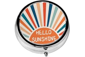 YUYUCD 3 Compartment Travel Pill Case, Sealed Portable Pill Container for Pocket Purse, Mini Size Metal Pill Box, Three Times a Day Pill Organizer for Men, Women and Children - Hello Sunshine